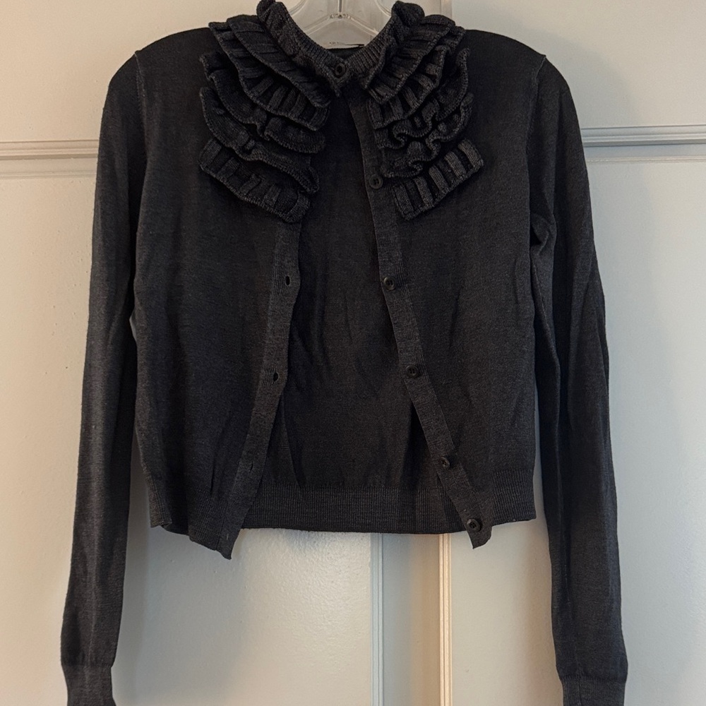 Prada Black Ruffled Cardigan